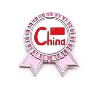 Spilla con bandiera nazionale cinese rossa con motivo spilla rosa vincitore premio medaglia, M, metallo, M, Metallo