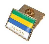 Spilla Con Bandiera Nazionale Del Gabon - Distintivo Con Bandiera Geometrica In Stile Nazionale Spilla Con Emblema Nazionale Accessorio Vintage Spilla Con Bavero Per Uomo E Donna