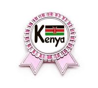 Spilla con bandiera nazionale del Kenya, motivo nero, spilla rosa vincitrice premio medaglia, Medio, Metallo