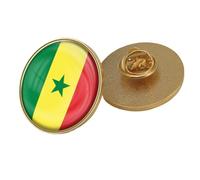 Spilla Con Bandiera Nazionale Del Senegal - Spilla Con Bandiera Geometrica In Stile Nazionale Spilla Con Stemma Nazionale Spilla Con Bavero Accessorio Vintage Per Uomo E Donna Rotonda