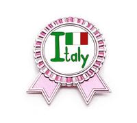 Spilla con bandiera nazionale italiana, modello verde, spilla rosa vincitrice premio medaglia, Medio, Metallo