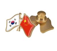 Spilla Con Bandiera Patriottica A Croce Cina E Corea Del Sud - Spilla Con Bandiera Patriottica In Cristallo Novità Spilla Con Bandiera Creativa Accessorio Distintivo Con Spilla Geometrica B