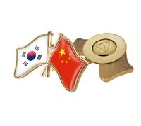 Spilla Con Bandiera Patriottica A Croce Cina E Corea Del Sud - Spilla Con Bandiera Patriottica In Cristallo Novità Spilla Con Bandiera Creativa Accessorio Distintivo Con Spilla Geometrica B