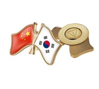 Spilla Con Bandiera Patriottica A Croce Cina E Corea Del Sud - Spilla Con Bandiera Patriottica In Cristallo Novità Spilla Con Bandiera Creativa Accessorio Per Cravatta Con Regalo Geometrico