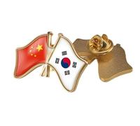 Spilla Con Bandiera Patriottica A Croce Cina E Corea Del Sud - Spilla Con Bandiera Patriottica In Cristallo Novità Spilla Con Bandiera Creativa Accessorio Per Cravatta Con Regalo Geometrico