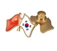 Spilla Con Bandiera Patriottica A Croce Cina E Corea Del Sud - Spilla Con Bandiera Patriottica In Cristallo Novità Spilla Con Bandiera Creativa Accessorio Per Cravatta Con Regalo Geometrico