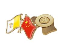 Spilla Con Bandiera Patriottica Cina E Vaticano Intersecata - Spilla Con Stampa Bandiera Quadrata Vintage Spilla Con Spille Rigide Stile Etnico Accessori Per Uomo E Donna Magnetica B