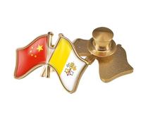 Spilla Con Bandiera Patriottica Cina E Vaticano Intersecata - Spilla Con Stampa Bandiera Quadrata Vintage Spilla Con Spille Rigide Stile Etnico Accessori Per Uomo E Donna Bottone A