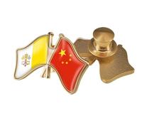 Spilla Con Bandiera Patriottica Cina E Vaticano Intersecata - Spilla Con Stampa Bandiera Quadrata Vintage Spilla Con Spille Rigide Stile Etnico Accessori Per Uomo E Donna Bottone B