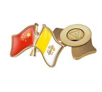 Spilla Con Bandiera Patriottica Cina E Vaticano Intersecata - Spilla Con Stampa Bandiera Quadrata Vintage Spilla Con Spille Rigide Stile Etnico Accessori Per Uomo E Donna Magnetica A