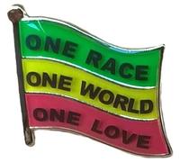 Spilla con bandiera rastafariana panafricana, One Race World Love, messaggio rasta Peace Unity