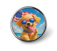 Spilla con bottone a forma di cucciolo di Labrador Retriever che mangia ghiaccioli per donna, camicetta, top scollati, decorazione in tessuto