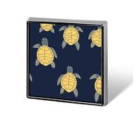 Spilla con bottone a forma di tartaruga gialla, spilla quadrata, decorazione con grafica, cappello, abbigliamento, borsa