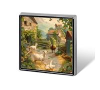 Spilla con bottone personalizzato, spilla quadrata con stemma a forma di capre e anatre, spilla da bavero per donna e uomo