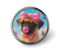 Spilla con bottoni a forma di carlino che soffia bolle per abito da donna, camicetta, top scollati, decorazione in tessuto