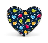 Spilla con bottoni alla moda a forma di balena, spille a forma di cuore, d
