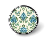 Spilla con bottoni, fiori e foglie in damasco blu e verde per abito da donna, camicetta, top scollati, decorazione in tessuto