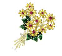 Spilla con bouquet di margherite con strass alla moda, unisex, accessori per piante per abiti casual e feste con strass, One Size, come descritto