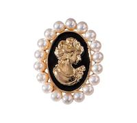Spilla con cammeo Spilla con distintivo decorato con perle Gioiello sul petto in lega alla con chiusura sicurezza Dettaglio Perle vintage con ritratto bellezza Lady