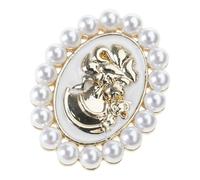 Spilla con cammeo vittoriano retrò con strass di cristallo e perle elegante accessorio per giacche sciarpe gioielli donna strass cammeo pin accessori, S, come descritto