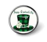 Spilla con cappello verde per la festa di San Patrizio, con bottoni, per abito da donna, camicetta, top scollati, decorazione in tessuto