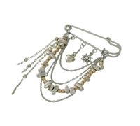 Spilla con catena in metallo con frange per gli appassionati di moda per compleanni, vacanze, eventi speciali, come regalo elegante e alla moda, Misura unica, come descritto