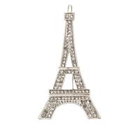 Spilla con ciondolo a forma di Torre Eiffel di Parigi Rhines, con ciondolo in cristallo, colore: argento