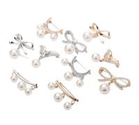 Spilla con ciondolo con cinturino fisso con spilla di perle 4 pezzi | For le donne Abito maglione Vesti piccola spilla Cardigan Clip catena risvolto scollatura