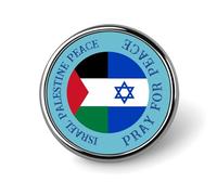 Spilla con citazione "Pace e preghiera" a tema Israele e Palestina, ideale per zaini e giacche.
