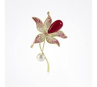 Spilla con corniola Naturale Spilla Femminile con Fiore di Tulipano Europeo e Americano Cappotto con Perle d'Acqua Dolce