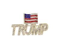Spilla con cristallo Trump con la bandiera degli Stati Uniti Parola Pin Spilla Presidenziale Election Support Revers Pin Trump Fan Regalo, Metallo