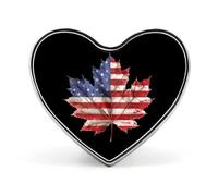 Spilla con distintivo a forma di cuore stampato con bandiera degli Stati Uniti, motivo a foglie d'acero, divertente, decorazione per cravatta da bavero, per uomo e donna