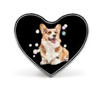 Spilla con distintivo a forma di cuore stampato con cane Corgi e bolle, divertente spilla da bavero, decorazione per uomo e donna