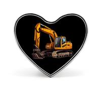 Spilla con distintivo a forma di cuore stampato con escavatore da costruzione, spilla divertente con bottone da bavero, decorazione per uomo e donna, forma d'amore, stile