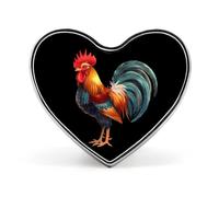 Spilla con distintivo a forma di cuore stampato con gallo di bellezza, spilla divertente per cravatta, decorazione per uomo e donna, forma d'amore, stile