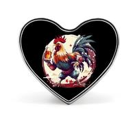 Spilla con distintivo a forma di cuore stampato con gallo e birra di Kung Fu, spilla divertente per cravatta, decorazione per uomo e donna, forma e stile dell'amore