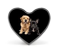 Spilla con distintivo a forma di cuore stampato con Golden Retriever e Bulldog francese, spilla divertente per cravatta, decorazione per uomo e donna