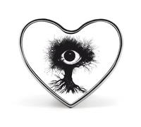 Spilla con distintivo a forma di cuore stampato con grande albero con occhio nero, spilla divertente per cravatta, decorazione per uomo e donna