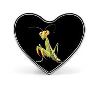 Spilla con distintivo a forma di cuore stampato con insetti della mantide religiosa, spilla divertente da bavero, decorazione con bottone per uomo e donna, forma d'amore, stile
