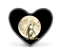 Spilla con distintivo a forma di cuore stampato con mantide religiosa e luna, spilla divertente per cravatta, decorazione per uomo e donna