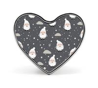 Spilla con distintivo a forma di cuore stampato con motivo di Babbo Natale in sabbia grigia, spilla divertente per cravatta, decorazione per uomo e donna
