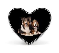 Spilla con distintivo a forma di cuore stampato con Sheltie Collie Shetland Sheep Basset Hound Dog, divertente spilla da bavero, decorazione per uomo e donna, forma d'amore, stile