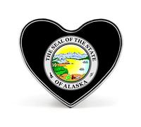 Spilla con distintivo a forma di cuore stampato con sigillo dello Stato dell'Alaska, spilla divertente con bottone decorativo per cravatta da bavero per uomo e donna