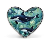 Spilla con distintivo a forma di cuore stampato sull'oceano, divertente, per bavero, cravatta, decorazione per uomo e donna, forma d'amore, stile