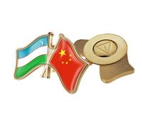 Spilla Con Distintivo Della Bandiera Dell'Amicizia Tra Cina E Uzbekistan - Spille Con Stampa Della Bandiera Patriottica Spilla Da Bavero Fibbia Ciondolo Gioielli Per Donne E Uomini Regalo Magnetico B