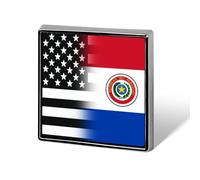 Spilla con distintivo quadrato stampato con bandiera del Paraguay degli Stati Uniti, spilla con bottone, decorazione per cravatta da bavero, per uomo e donna, zaino
