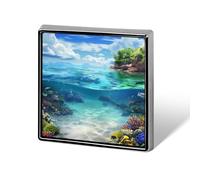 Spilla con distintivo quadrato stampato con corallo marino subacqueo, spilla con bottone, decorazione per cravatta da bavero, per uomo e donna, zaino