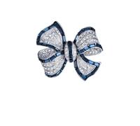 Spilla con fiocco con strass spilla a fiocco di cristallo spilla vintage blu scintillante spilla da bavero con cristallo spilla a nastro spilla accessorio per abbigliamento regalo gioielli da donna