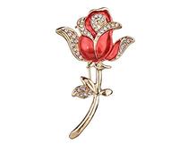 Spilla con Fiore Rosa con Strass Rosso per Gioielli da Camicia da Donna 3,3 cm * 5,5 cm Robusto e Pratico Fashion Processing