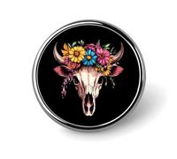Spilla con fiori a forma di teschio di mucca per donna e uomo, spilla da bavero alla moda per feste e matrimoni